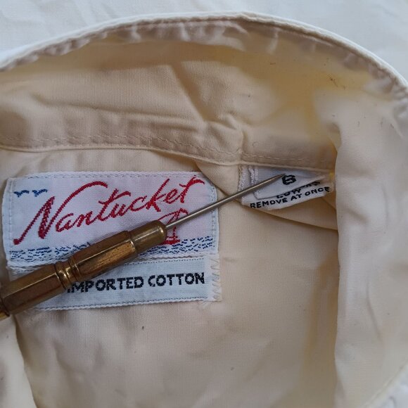 sz 6 Nantucket True Vintage 1950's Cotton Button-Up Collared Sailing Yacht Club - Picture 4 of 10